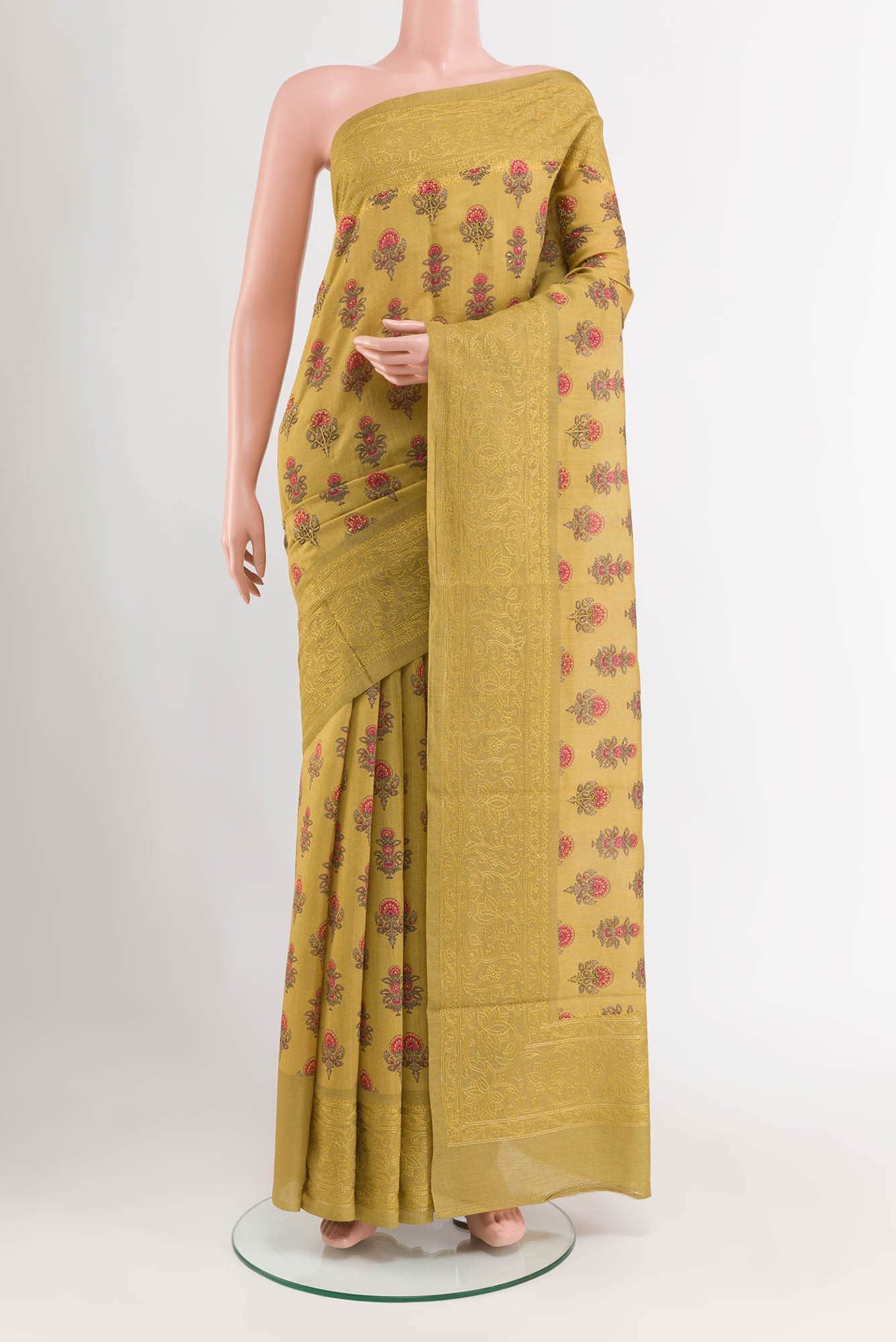 Mustard Tussar Saree