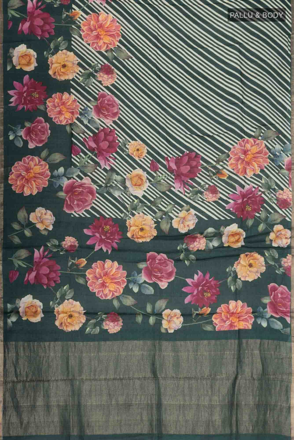 Green Bhagalpuri Tussar Silk Saree
