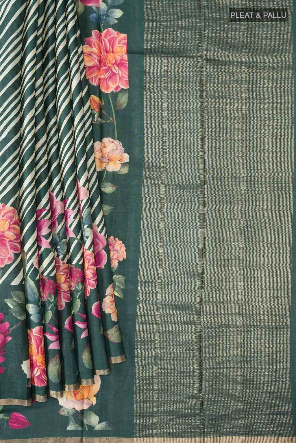 Green Bhagalpuri Tussar Silk Saree