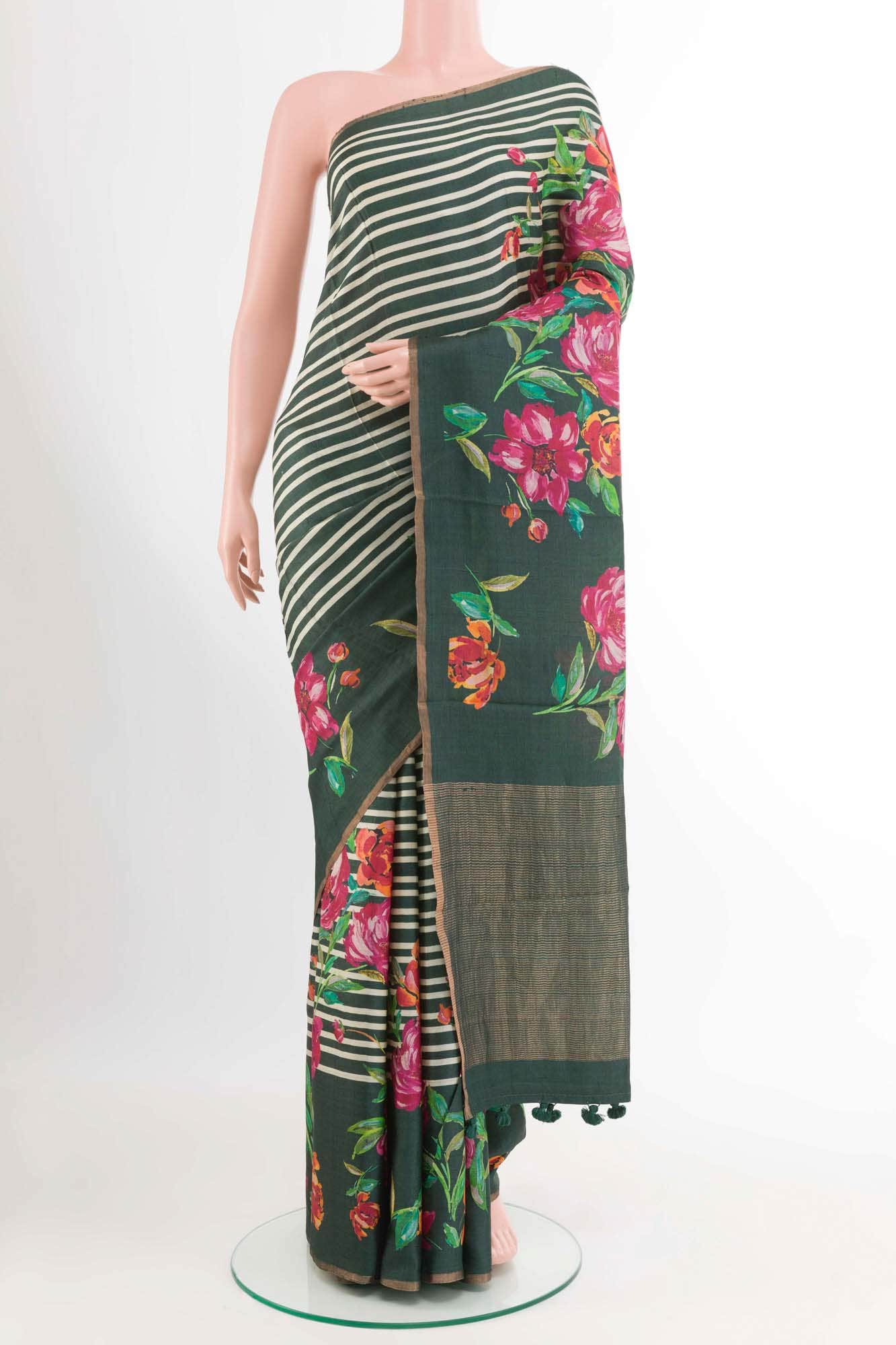 Green Tussar Saree