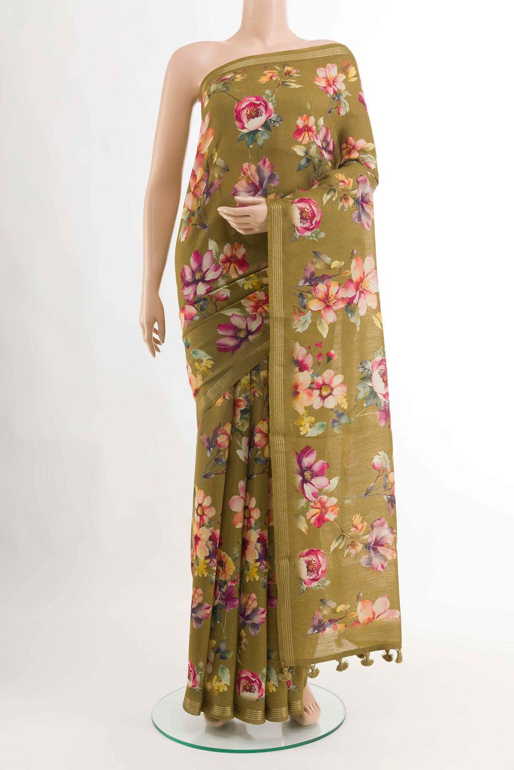 Mehandi Green Tussar Silk Saree