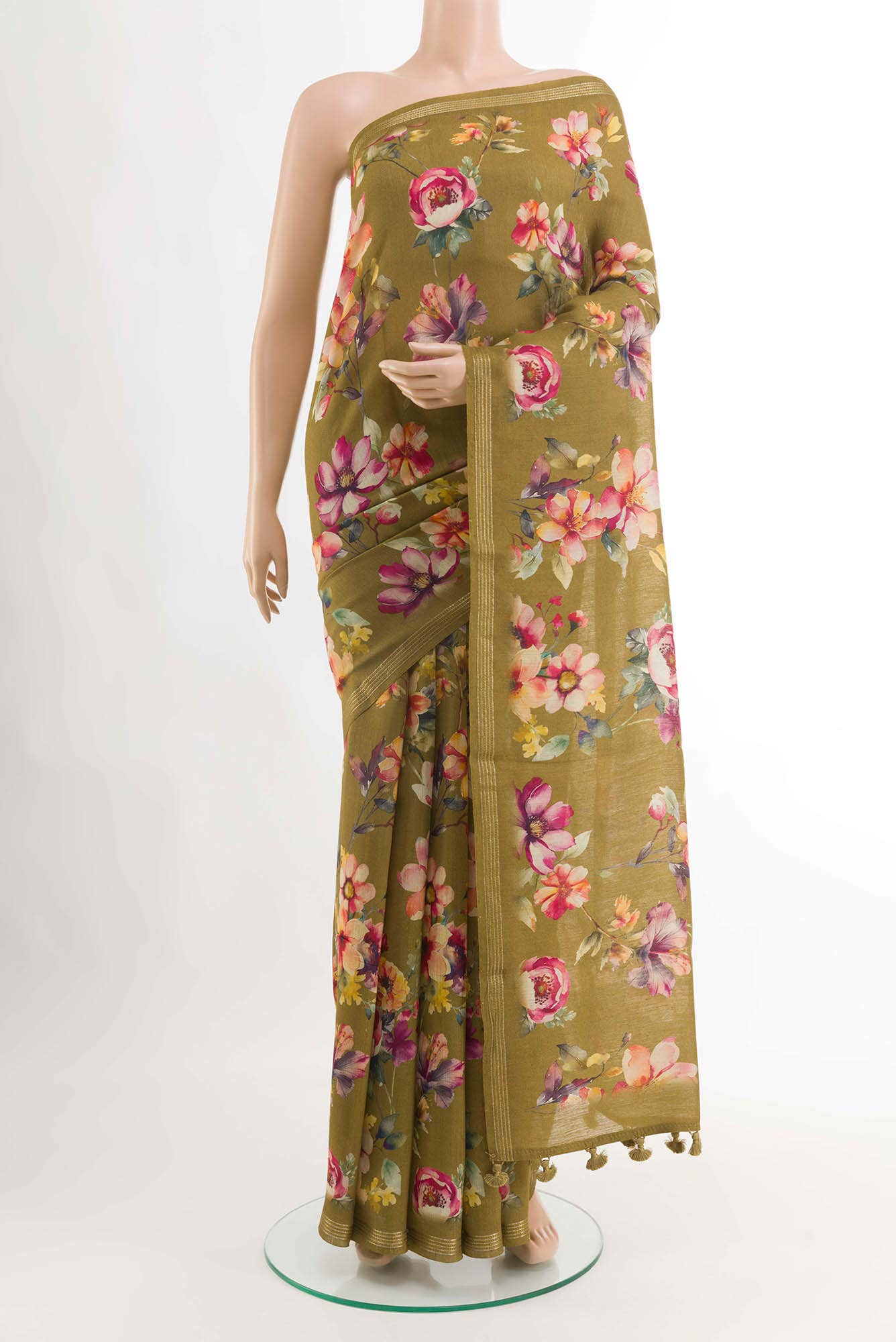 Mehandi Green Tussar Silk Saree