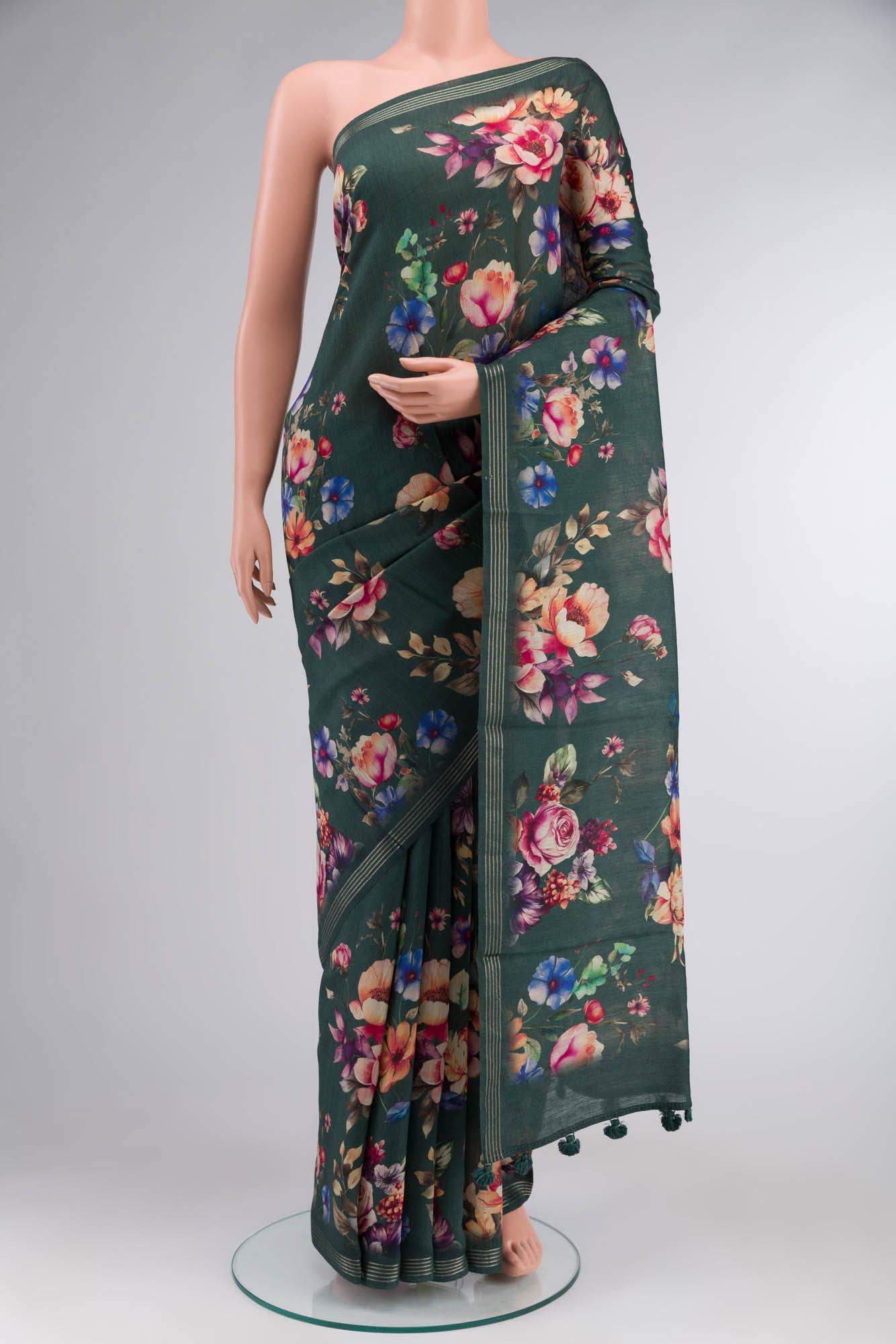 Green Bhagalpuri Tussar Silk Saree