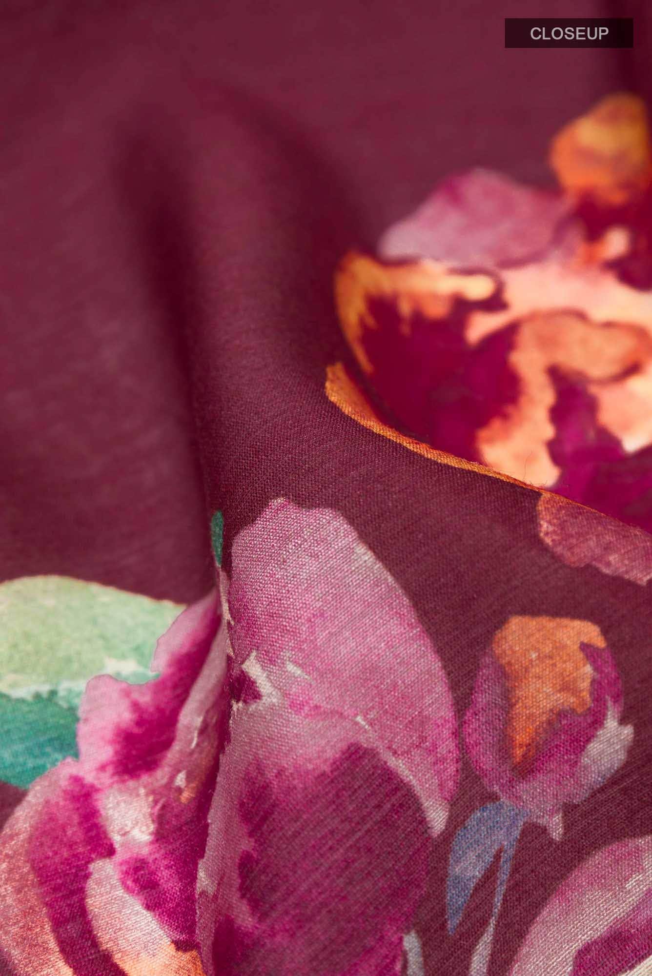 Maroon Tussar Saree