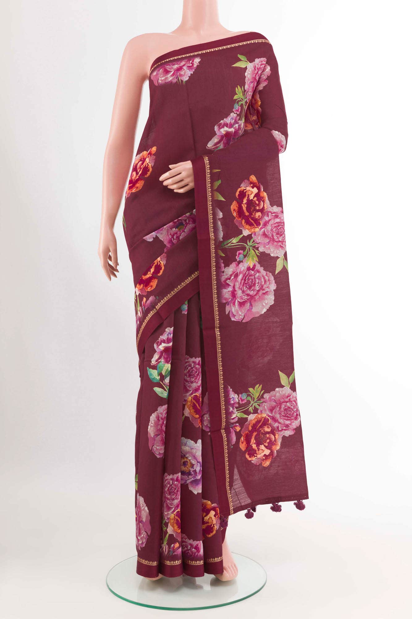 Maroon Tussar Saree