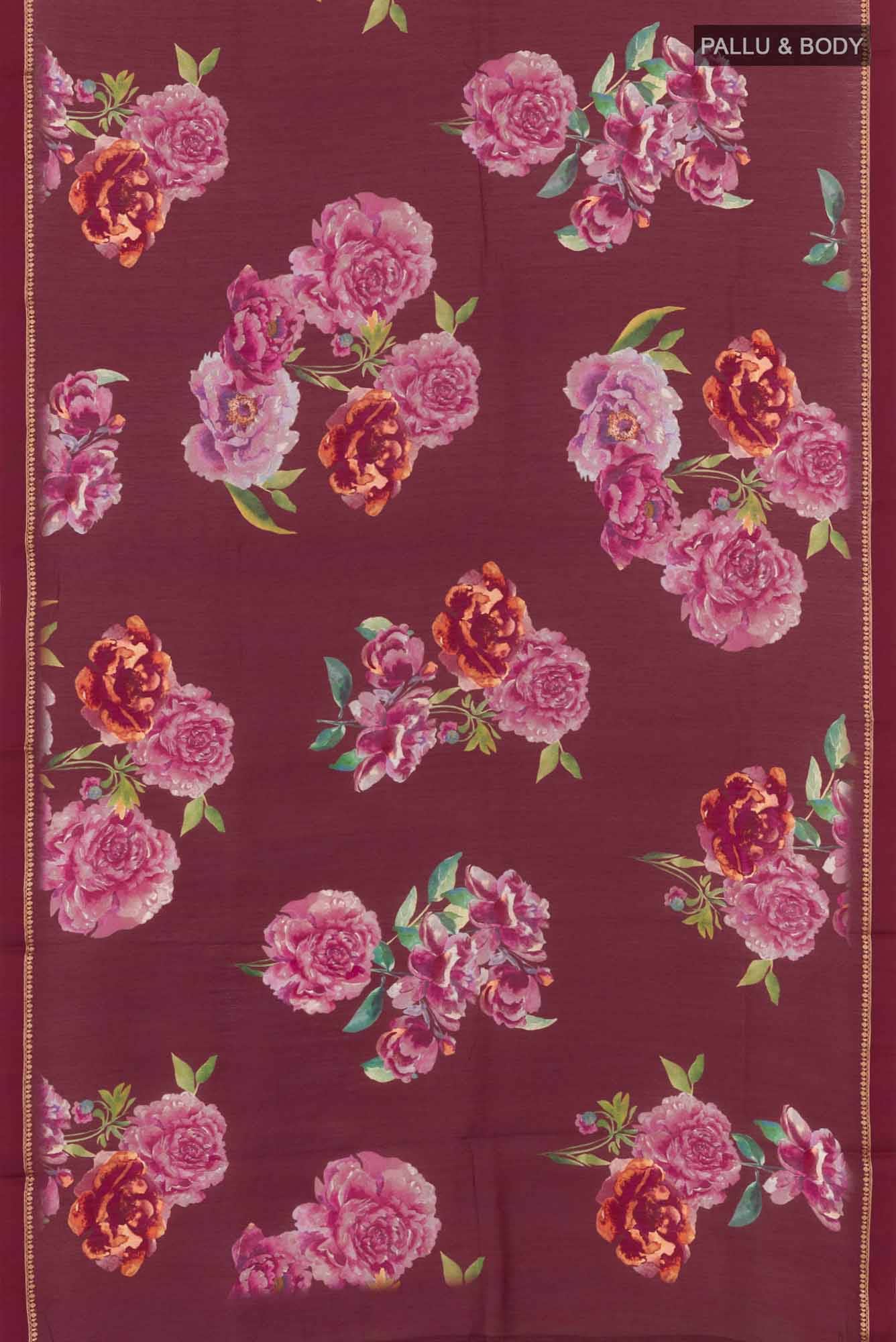 Maroon Tussar Saree