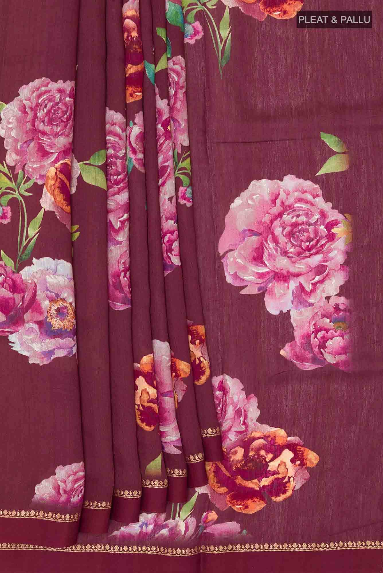 Maroon Tussar Saree