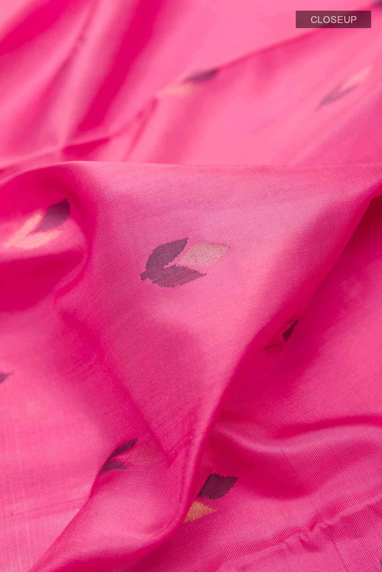 Pure Silk Pure Zari Pink Uppada Saree