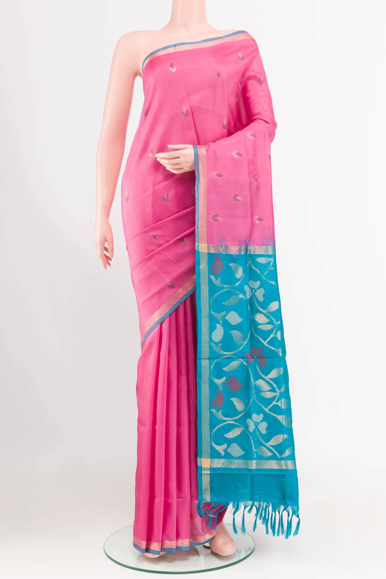 Pure Silk Pure Zari Pink Uppada Saree