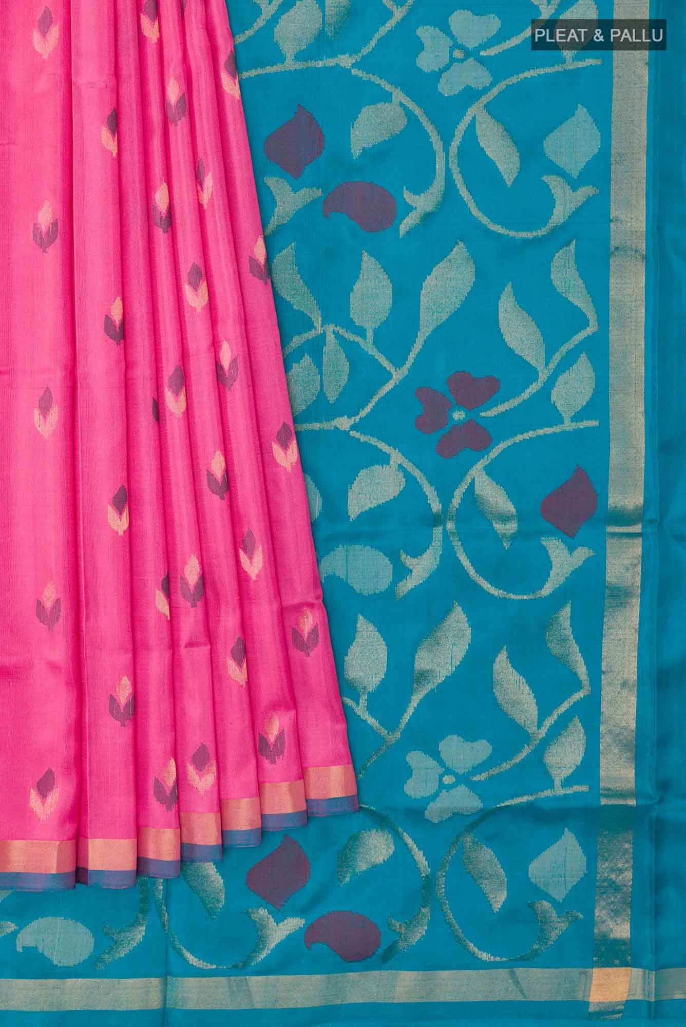 Pure Silk Pure Zari Pink Uppada Saree