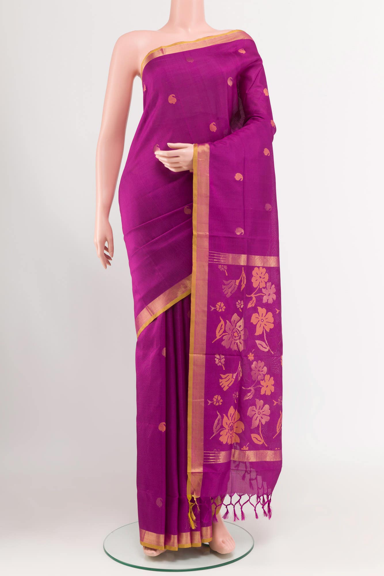 Pure Silk Pure Zari Purple Uppada Saree