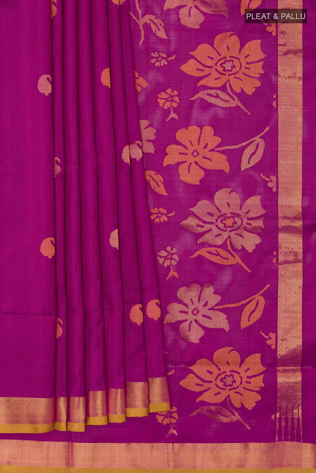 Pure Silk Pure Zari Purple Uppada Saree