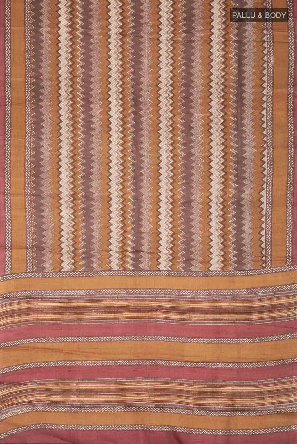 Beige Tussar Silk Saree
