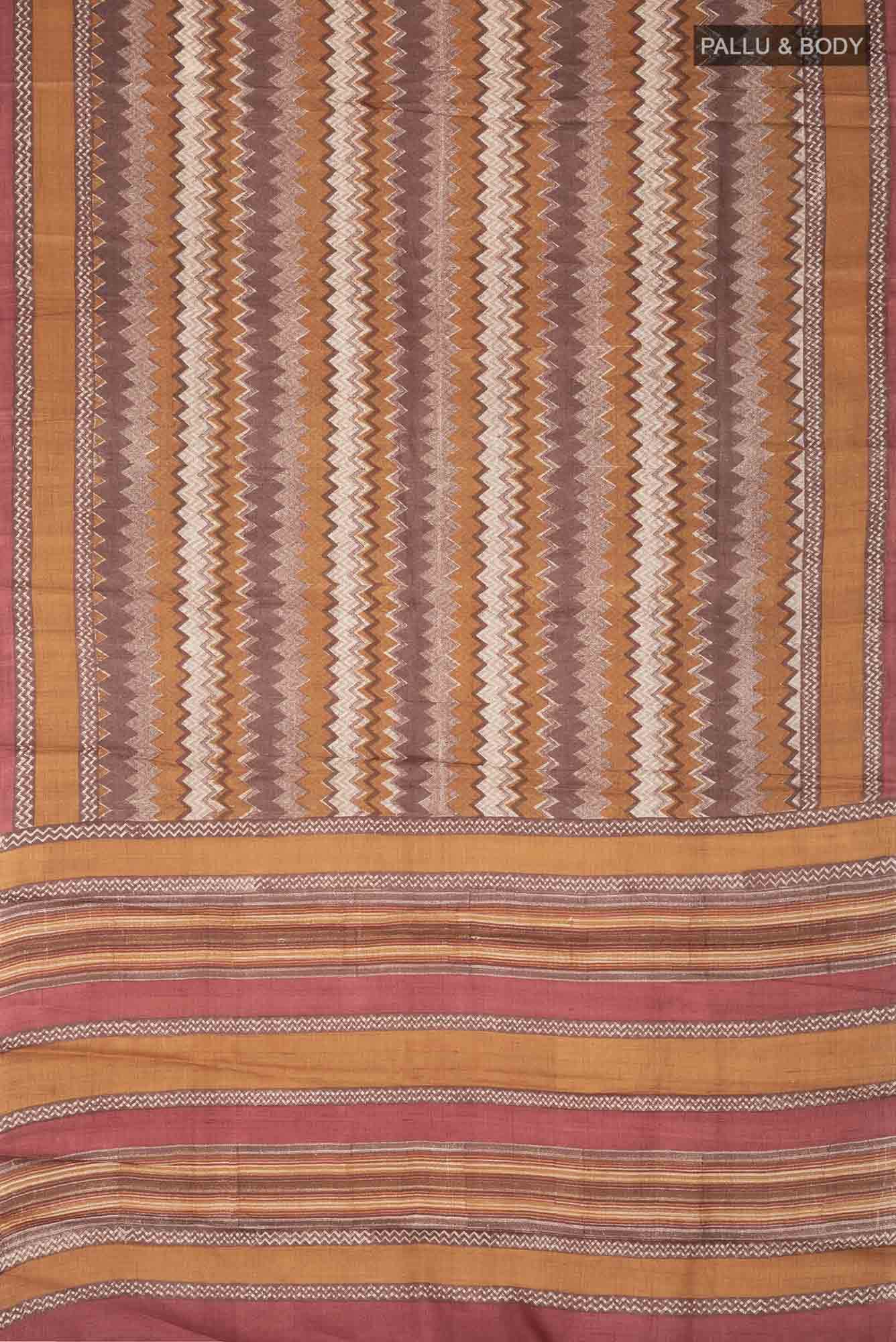Beige Tussar Silk Saree