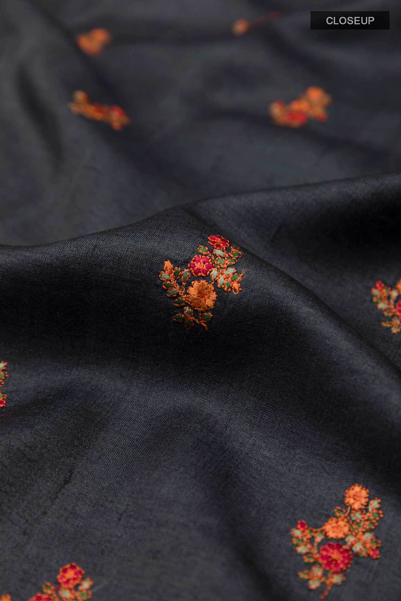 Black Tussar Silk Saree