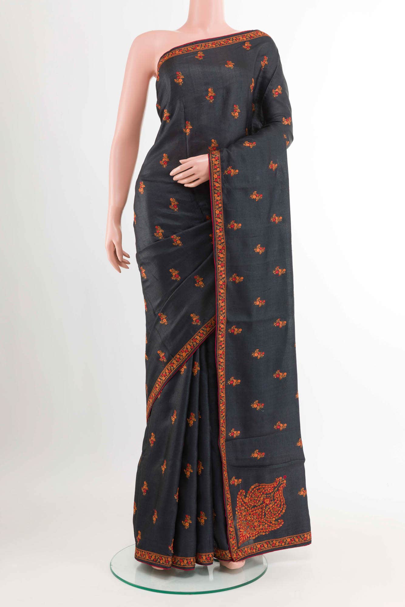 Black Tussar Silk Saree