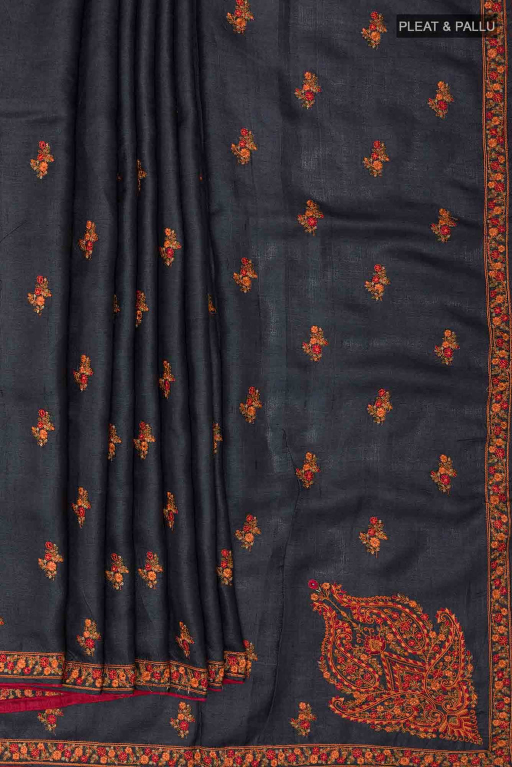 Black Tussar Silk Saree
