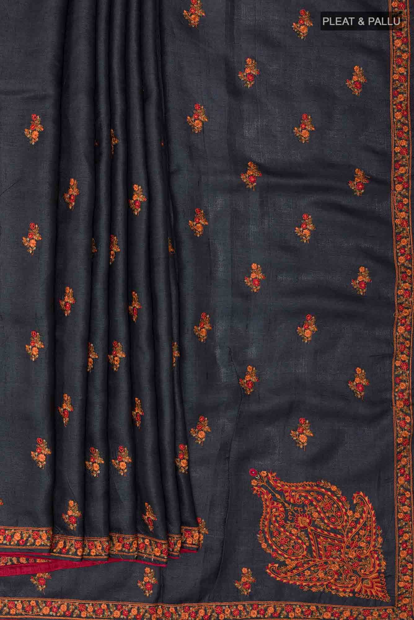 Black Tussar Silk Saree