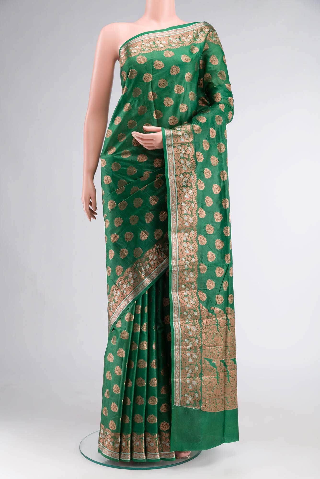 Green Banarasi Tussar Silk Saree