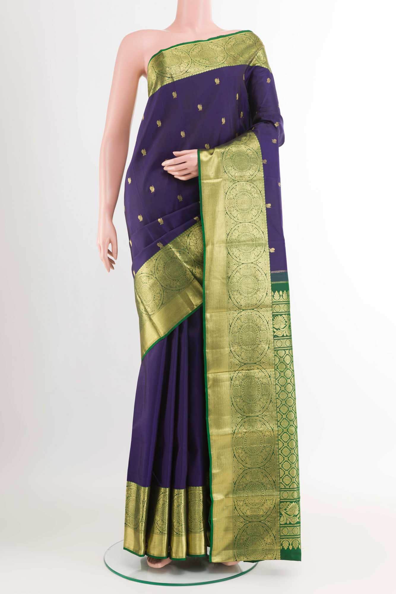 Dark Blue Kanchipuram Silk Saree
