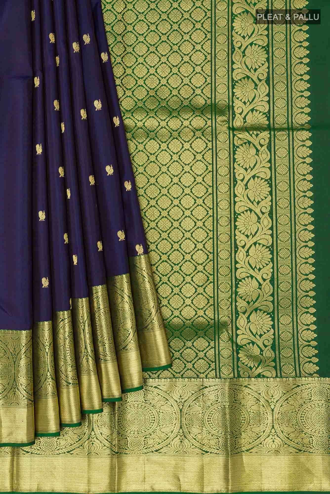 Dark Blue Kanchipuram Silk Saree