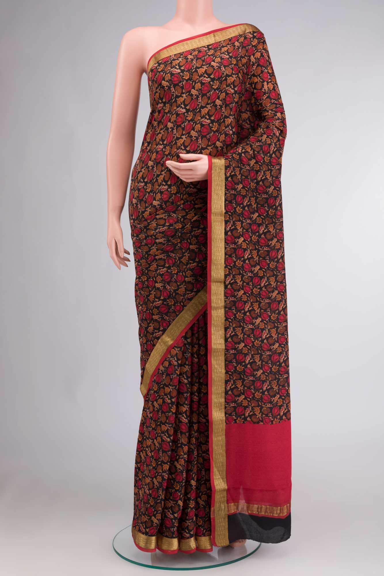 Black Crepe Saree