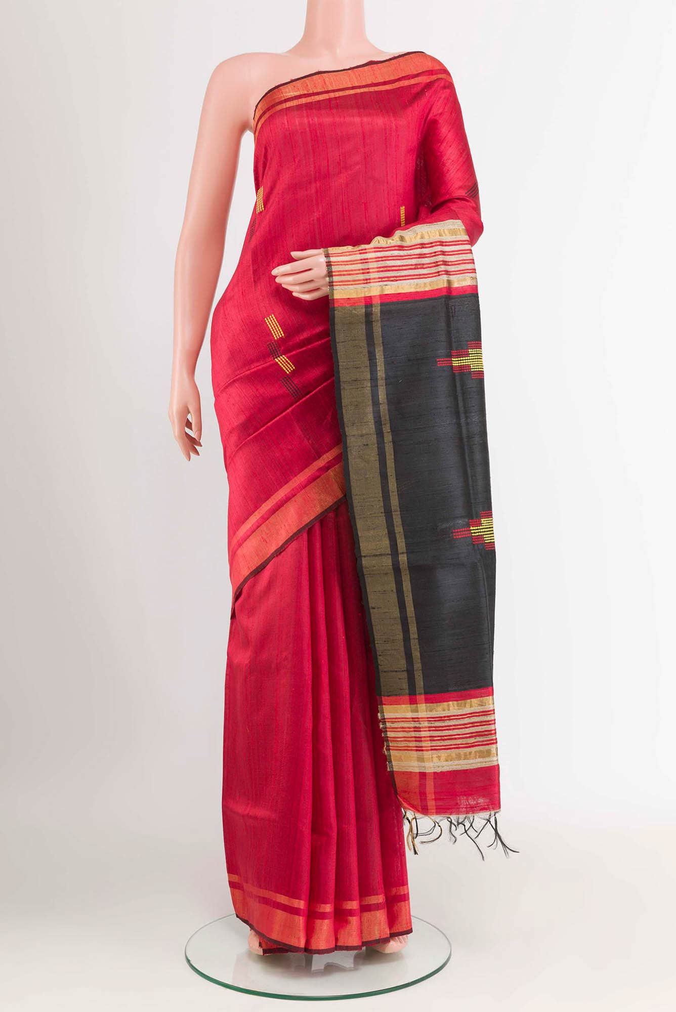 Red Tussar Saree