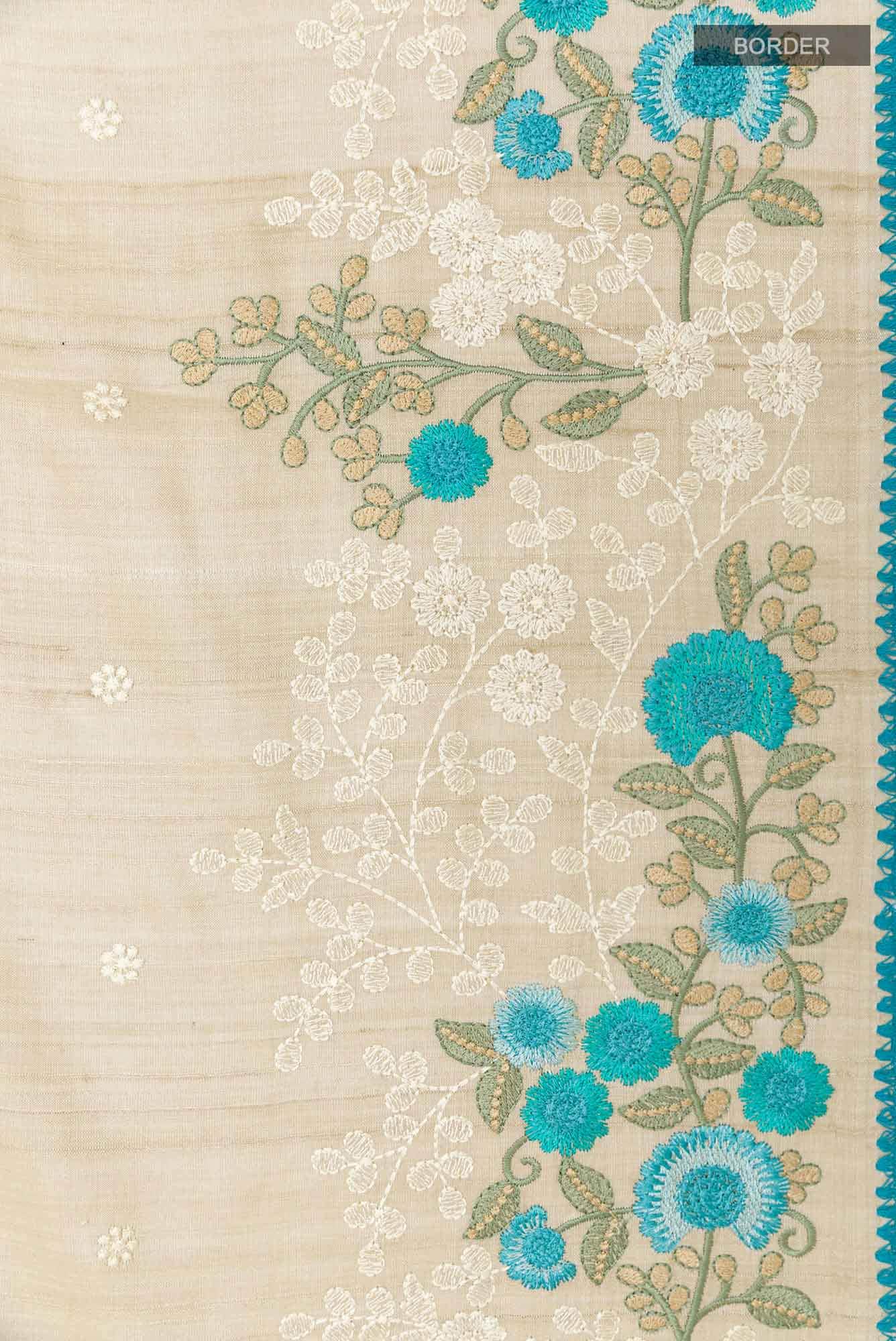 Beige Tussar Saree