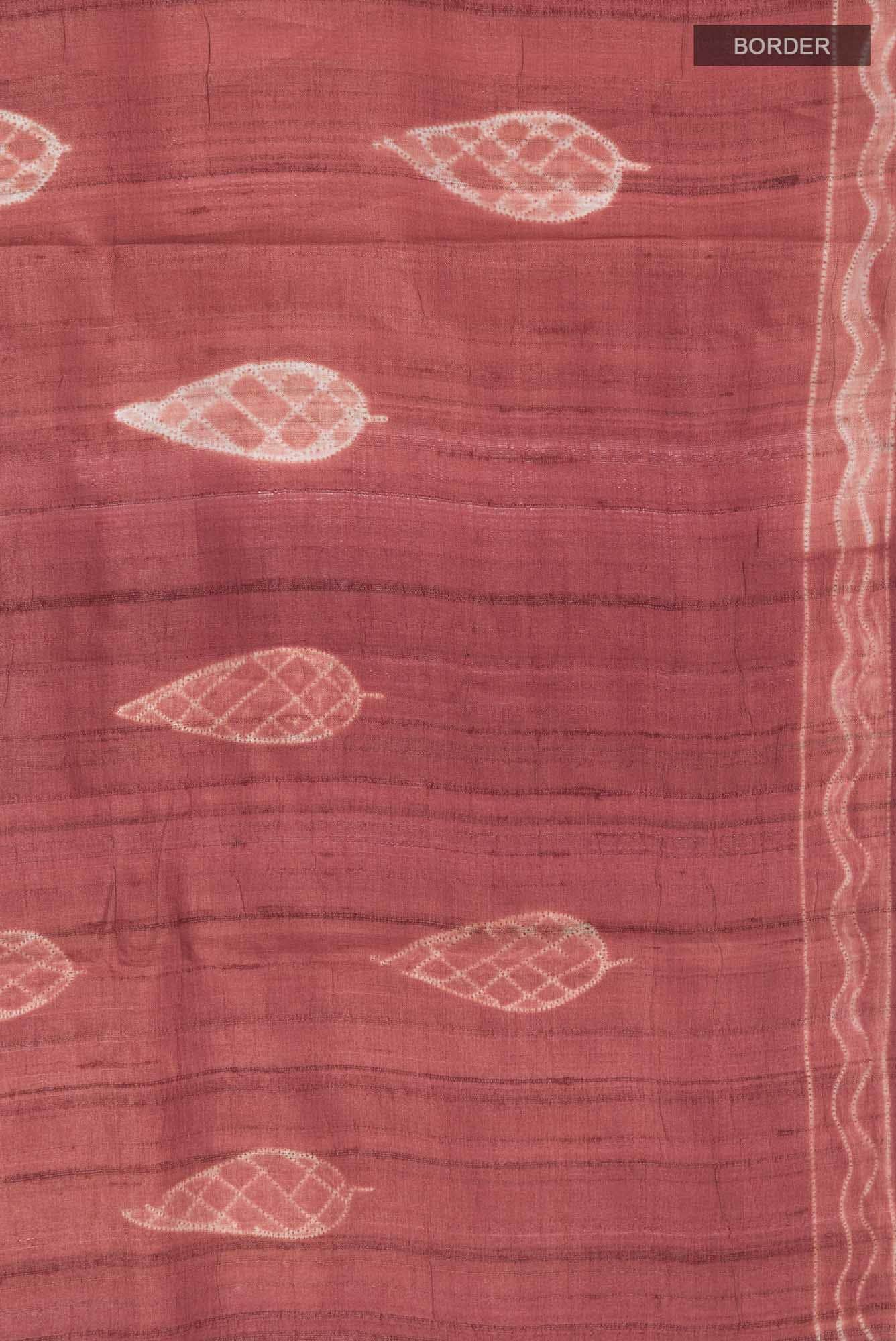 Rust Tussar Silk Saree
