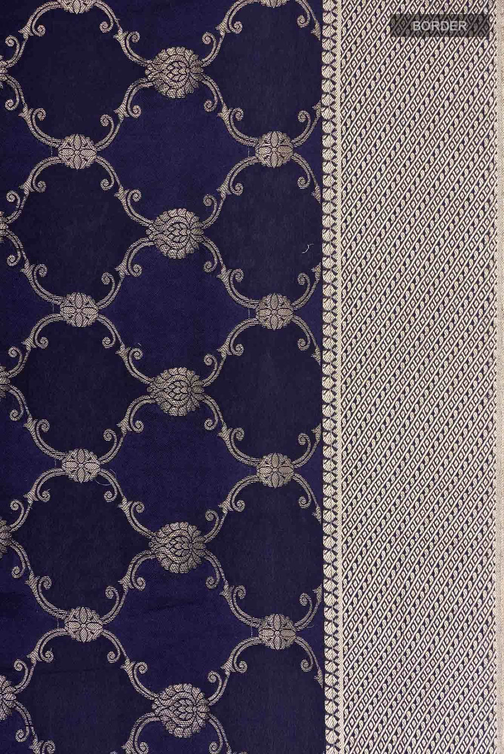 Navy Blue Mysore Crepe Saree
