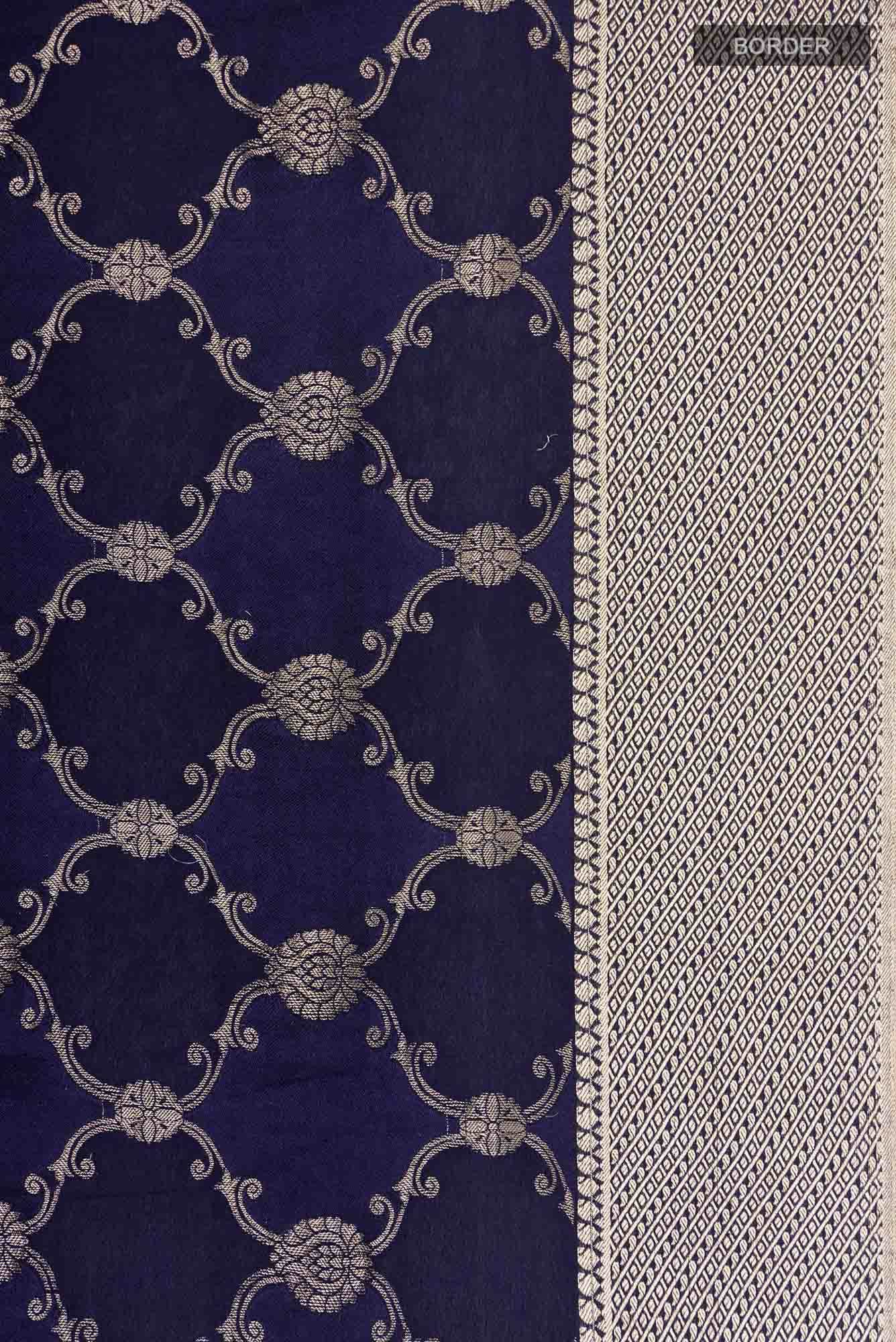 Navy Blue Mysore Crepe Saree