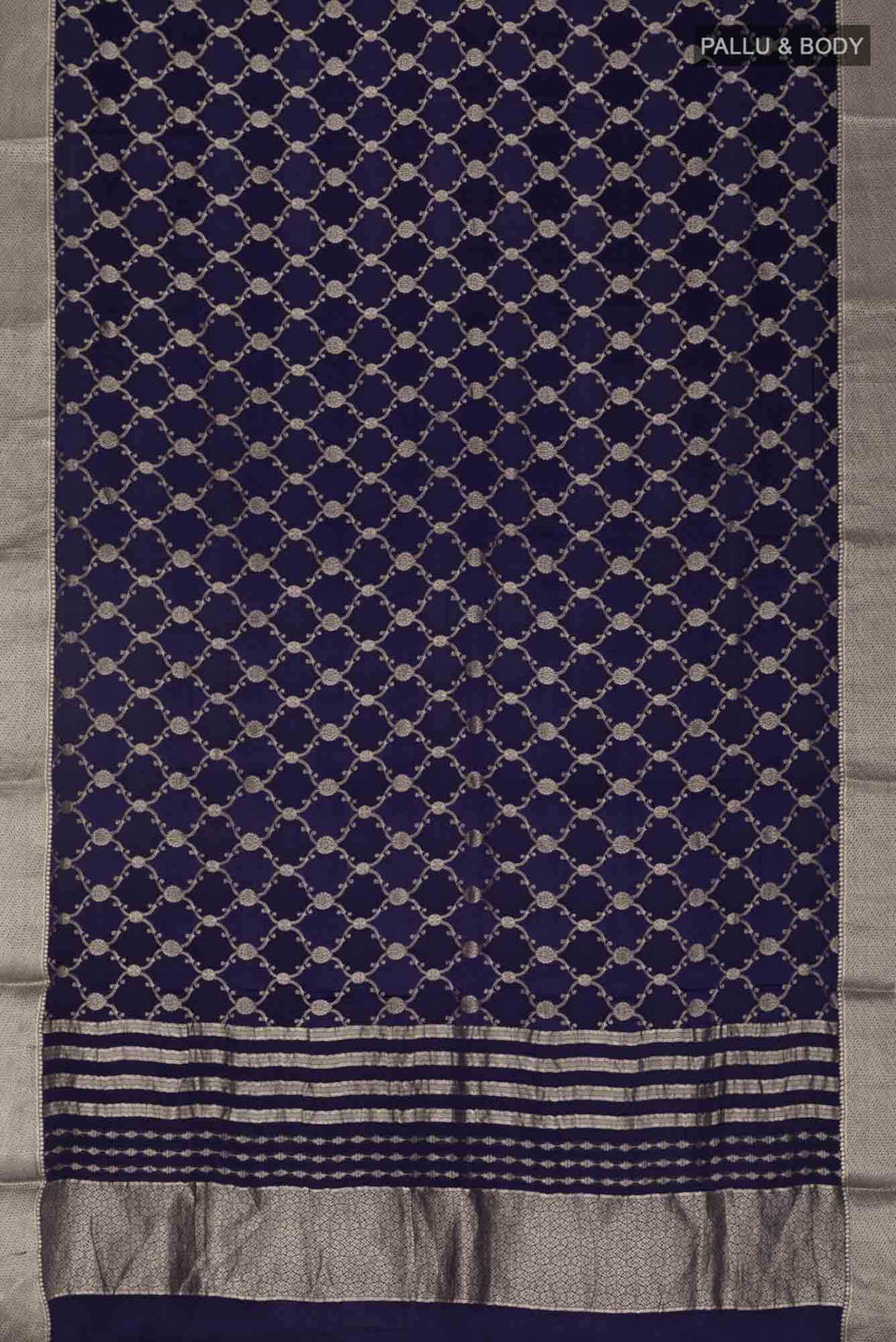 Navy Blue Mysore Crepe Saree