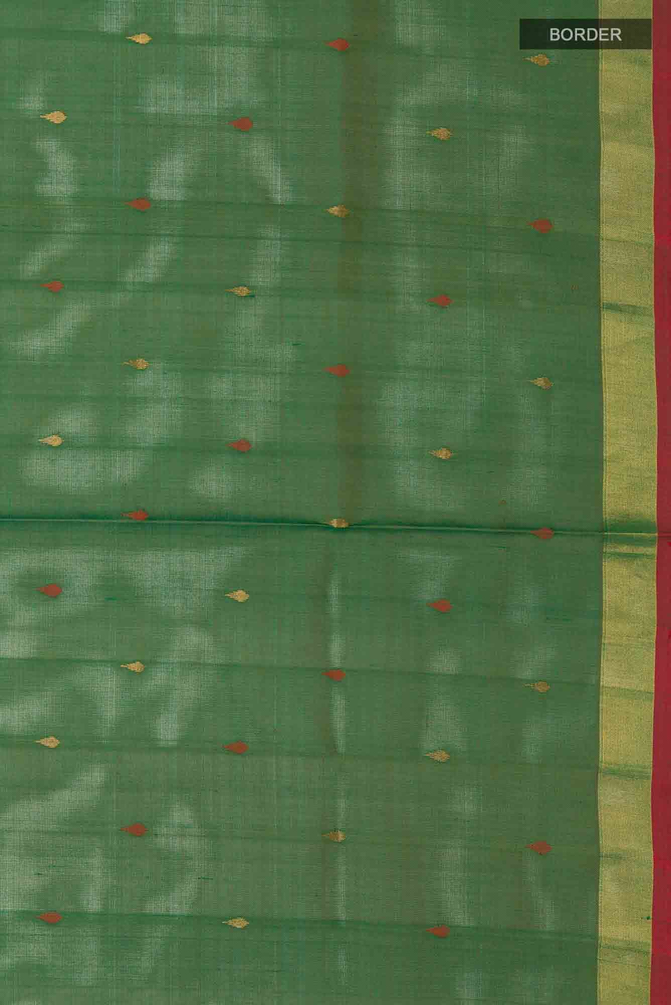Pure Silk Pure Zari Green Uppada Saree