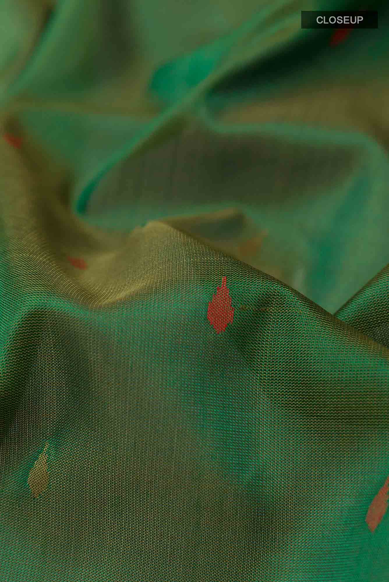 Pure Silk Pure Zari Green Uppada Saree