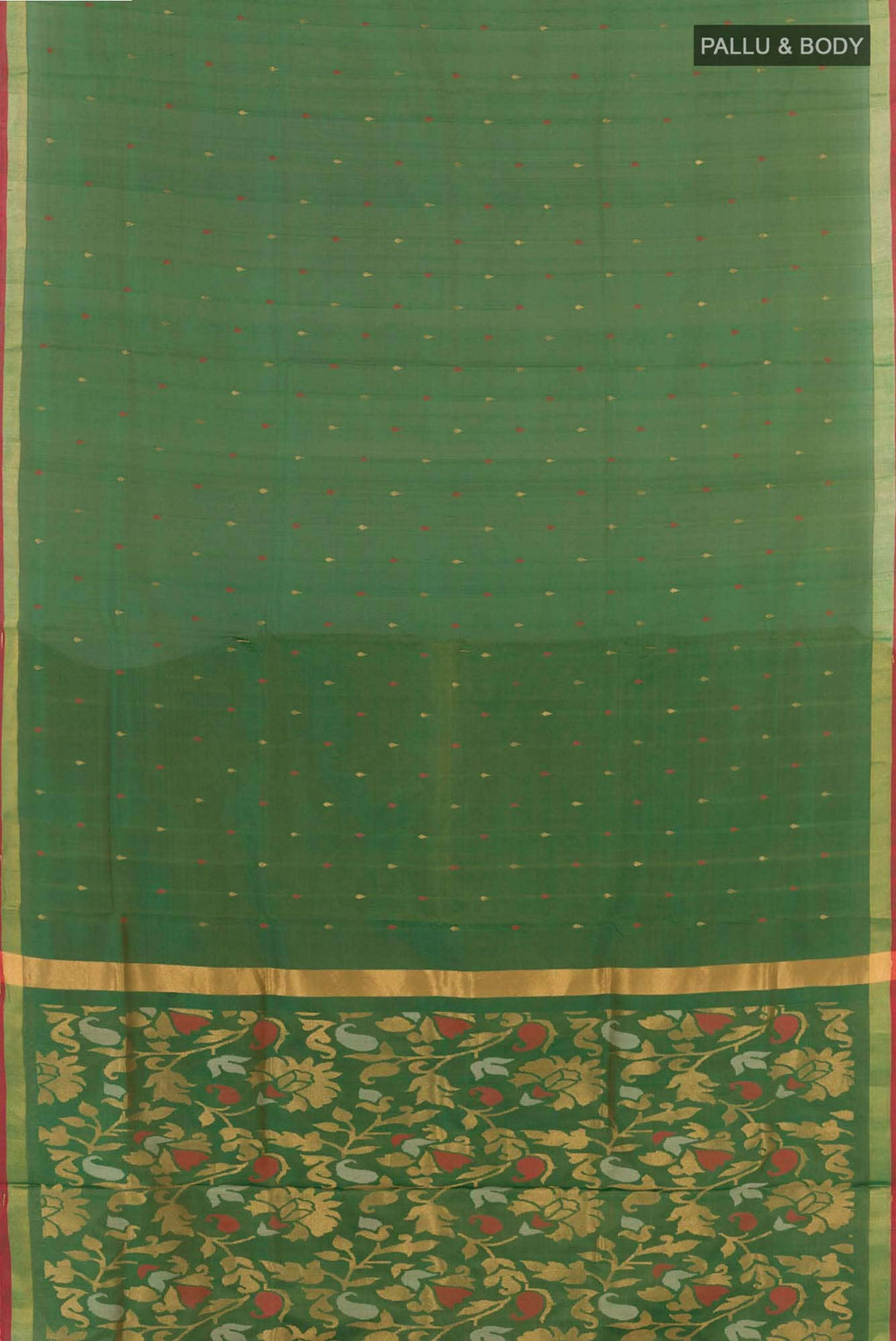 Pure Silk Pure Zari Green Uppada Saree