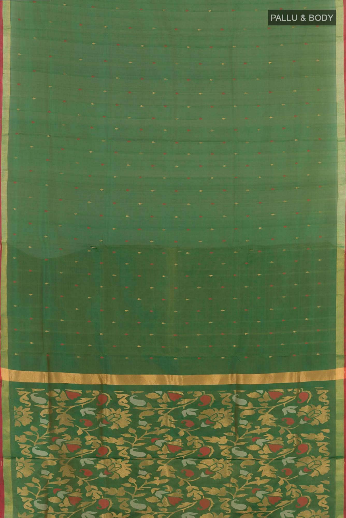 Pure Silk Pure Zari Green Uppada Saree