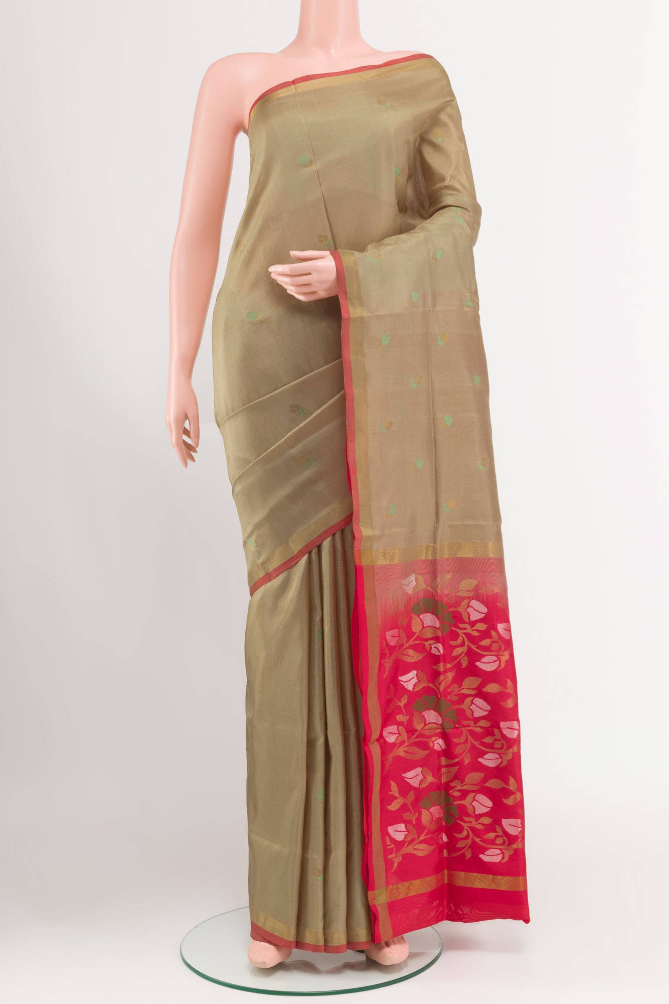 Pure Silk Pure Zari Beige Uppada Saree