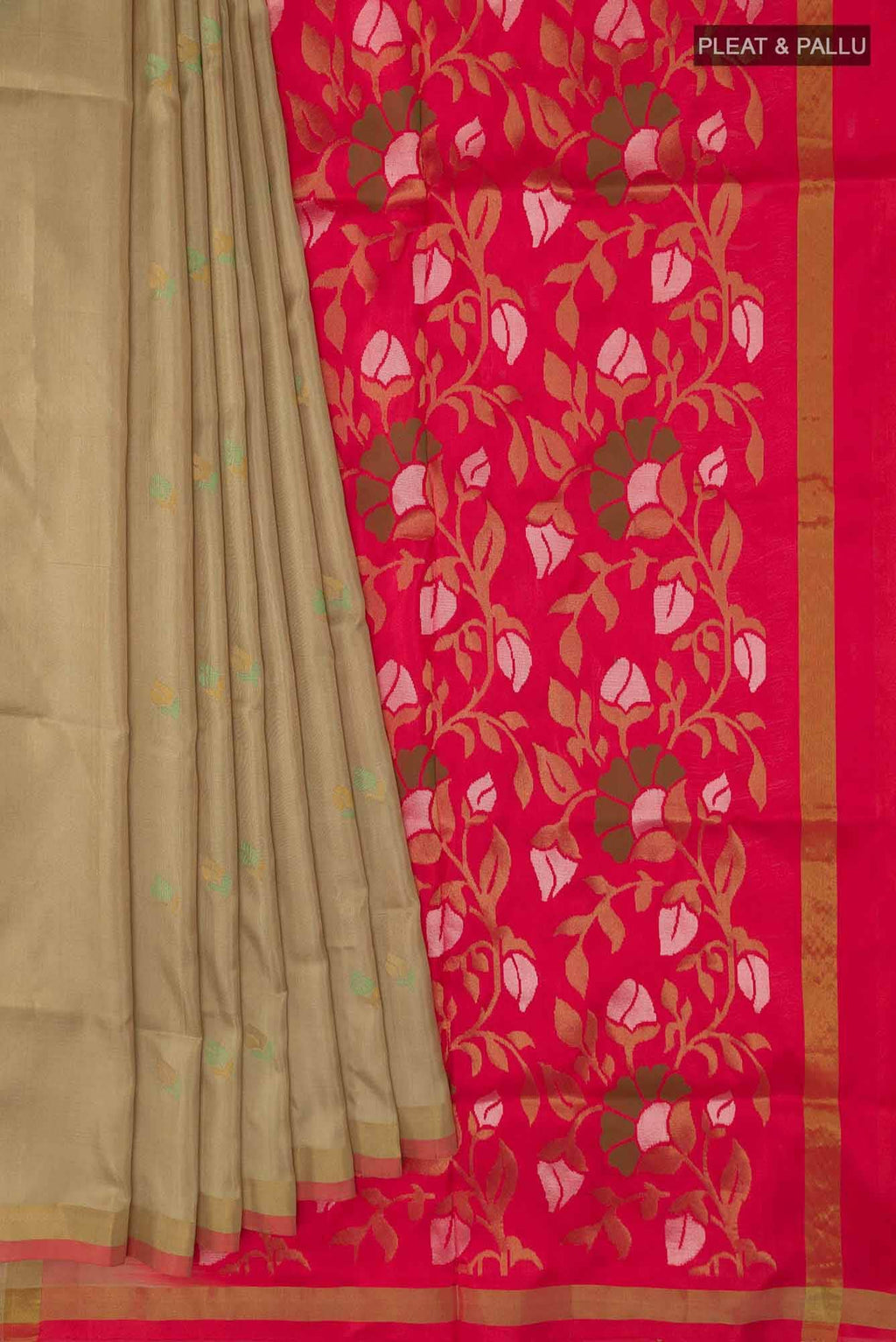 Pure Silk Pure Zari Beige Uppada Saree