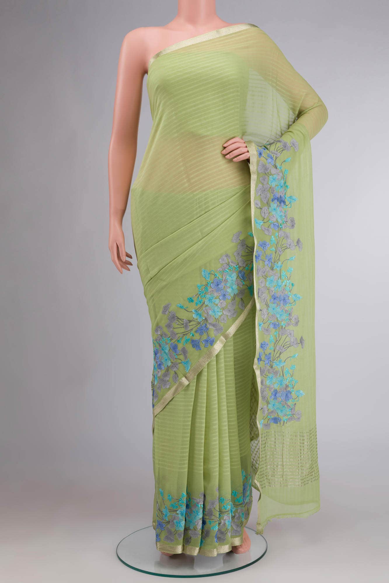 Green Chiffon Saree