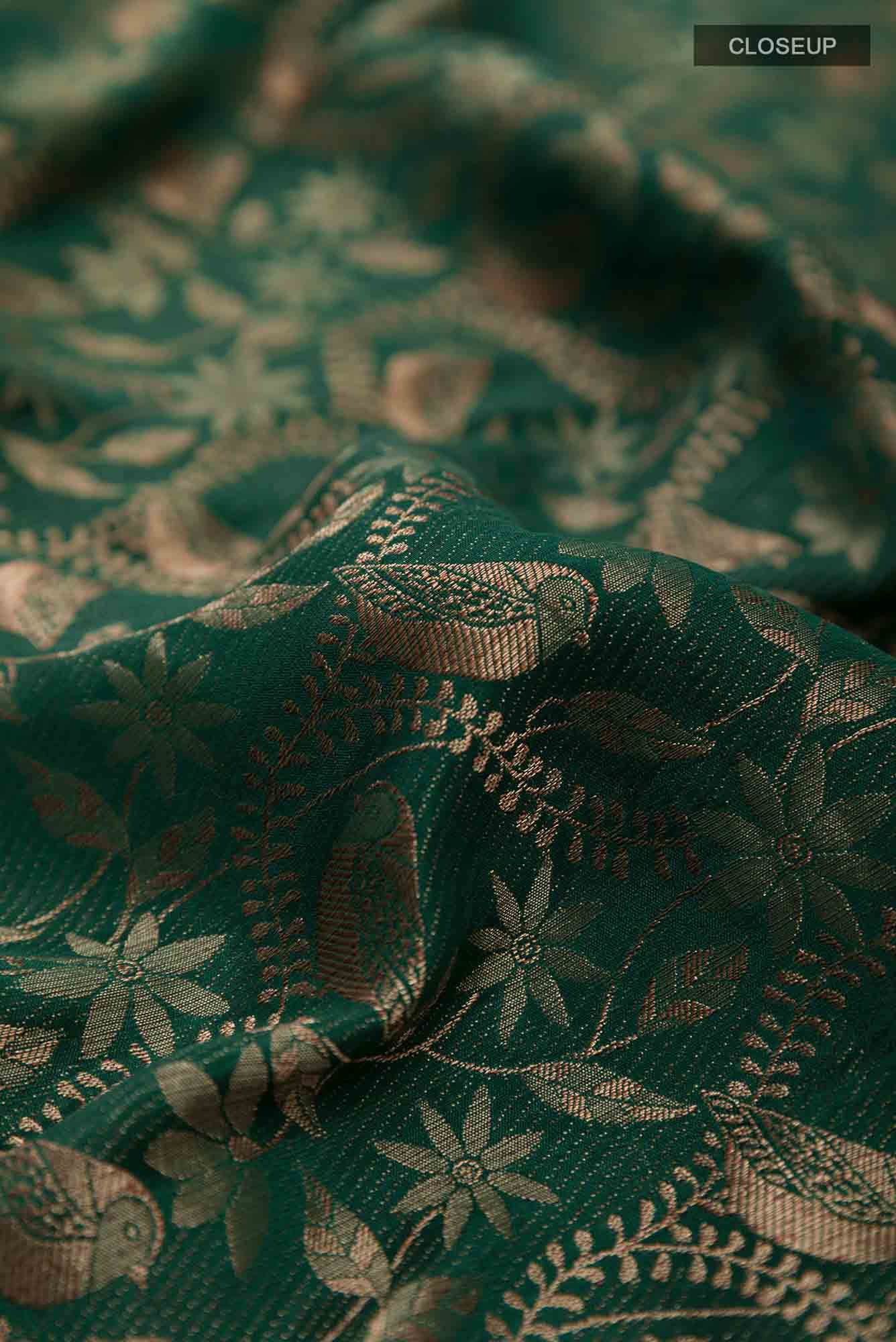 Green Crepe Saree