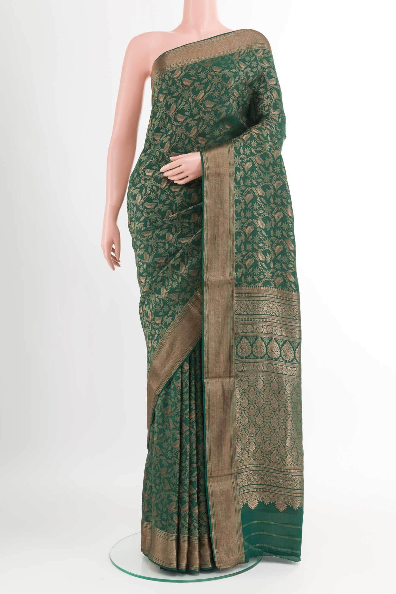 Green Crepe Saree