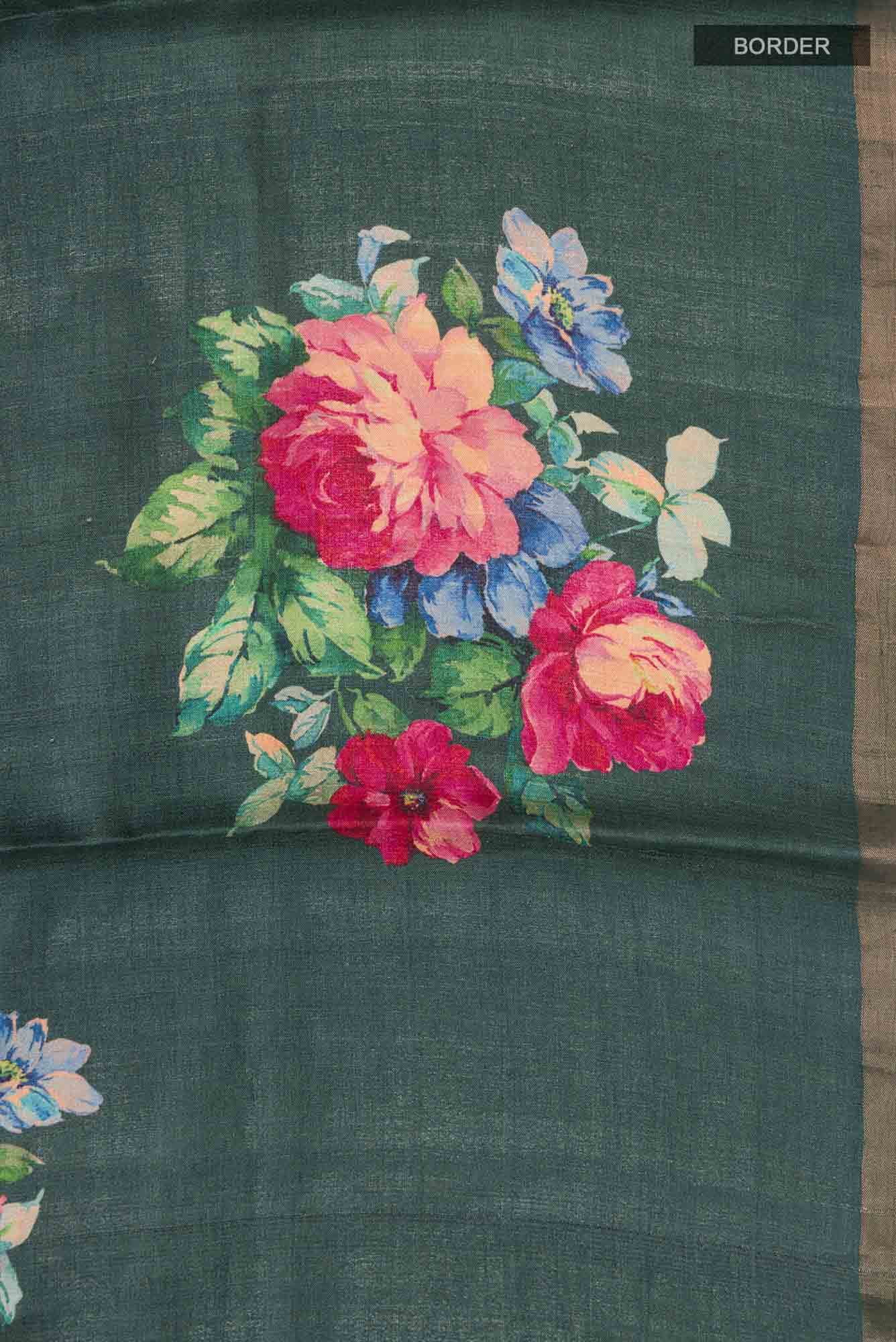 Green Bhagalpuri Tussar Silk Saree