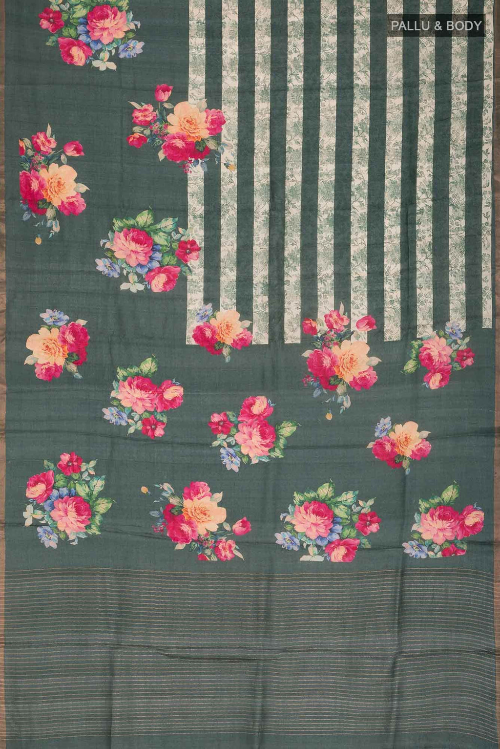 Green Bhagalpuri Tussar Silk Saree