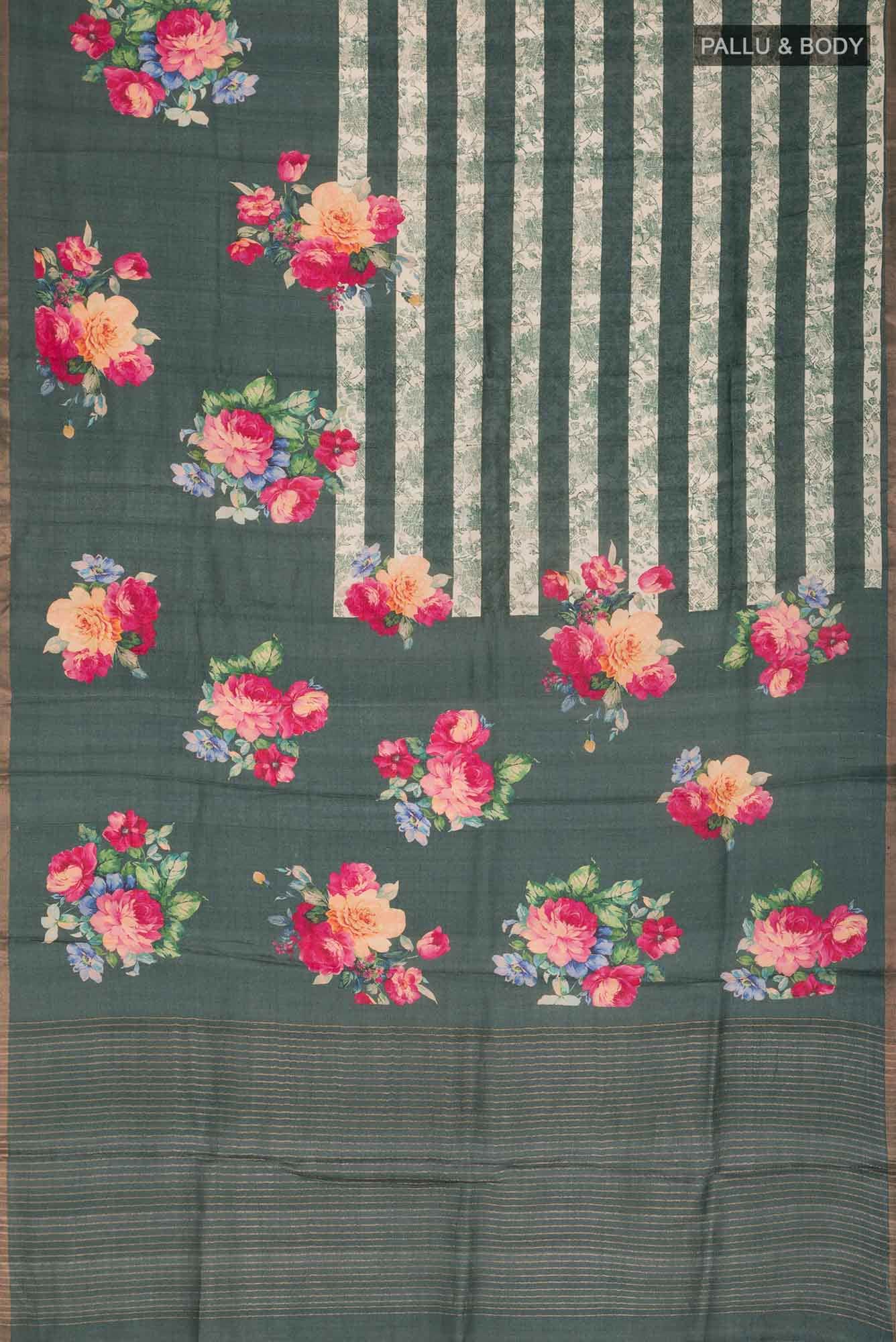 Green Bhagalpuri Tussar Silk Saree