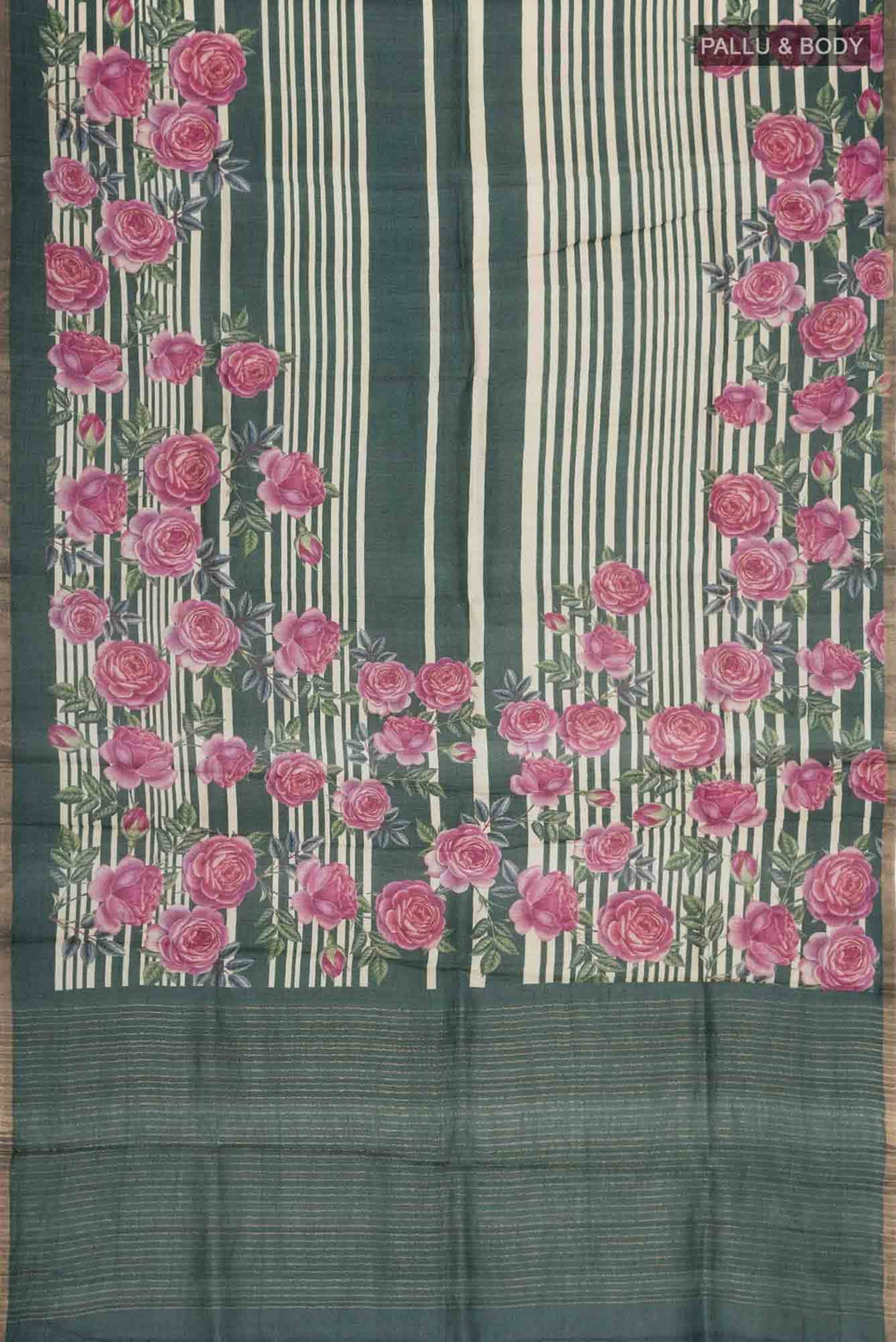 Green Bhagalpuri Tussar Silk Saree