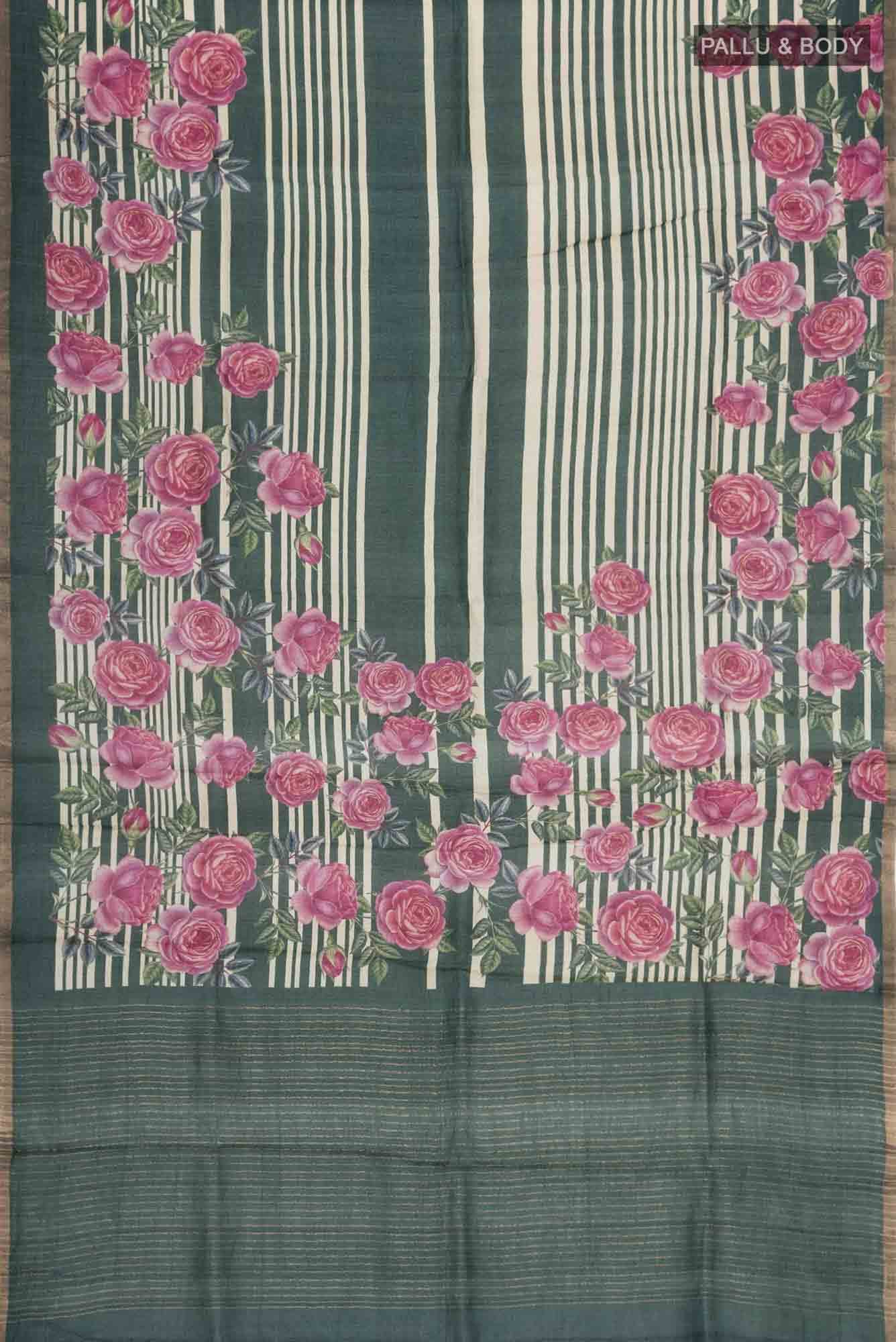 Green Bhagalpuri Tussar Silk Saree