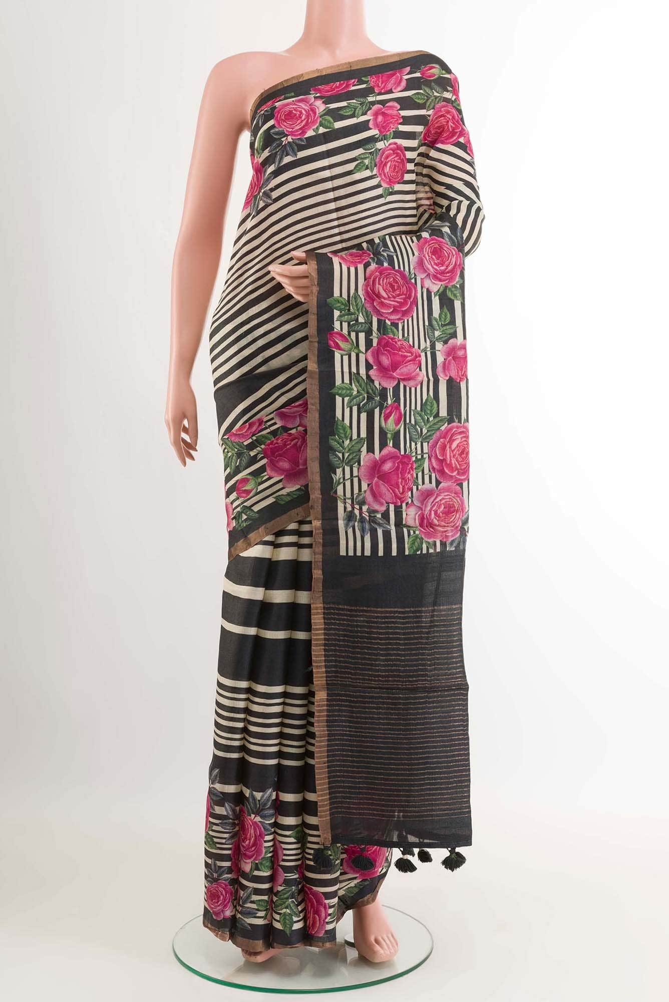 Black Tussar Saree
