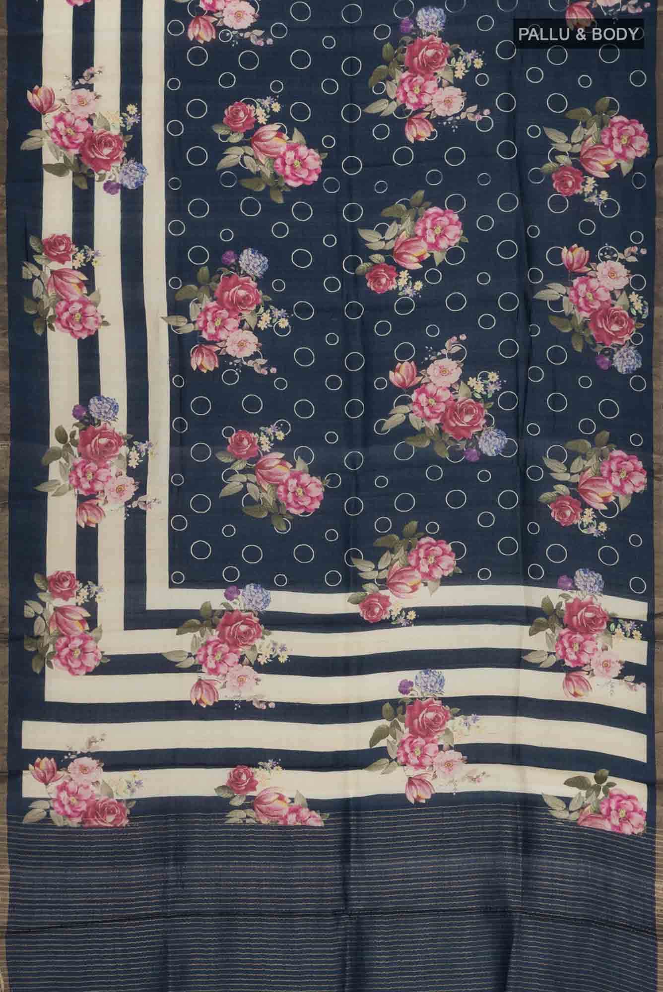 Blue Tussar Silk Saree