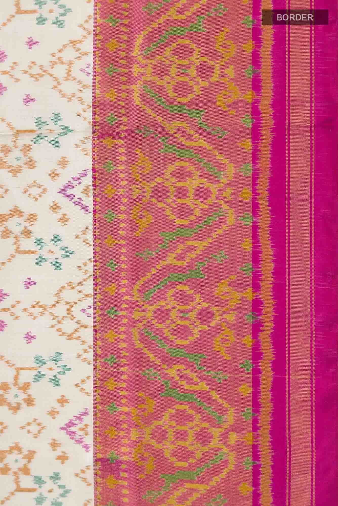 Cream Rajkot Patola Silk Saree