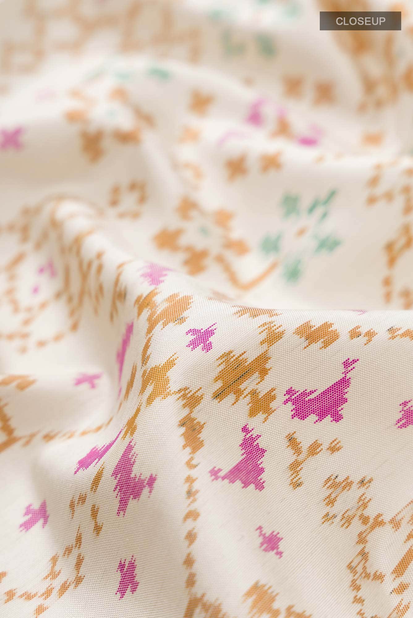 Cream Rajkot Patola Silk Saree